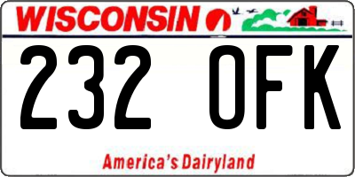WI license plate 232OFK