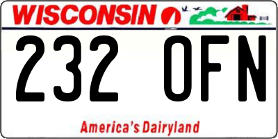 WI license plate 232OFN