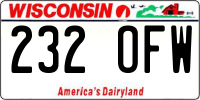 WI license plate 232OFW