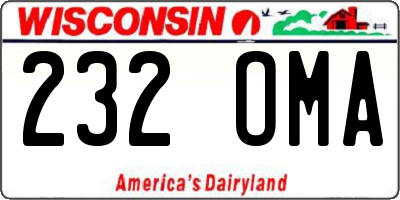 WI license plate 232OMA
