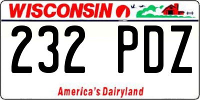WI license plate 232PDZ
