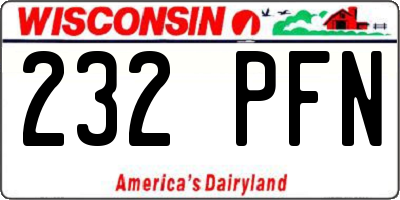 WI license plate 232PFN