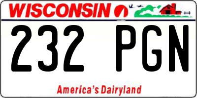 WI license plate 232PGN