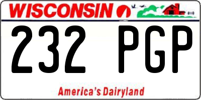 WI license plate 232PGP