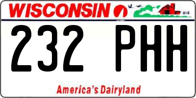 WI license plate 232PHH