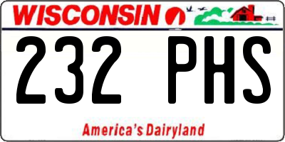 WI license plate 232PHS