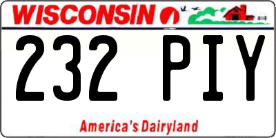 WI license plate 232PIY