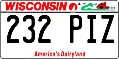 WI license plate 232PIZ