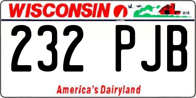 WI license plate 232PJB