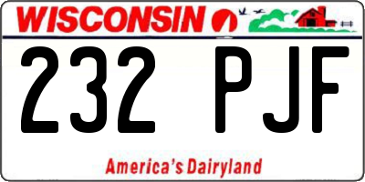 WI license plate 232PJF