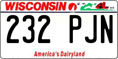 WI license plate 232PJN
