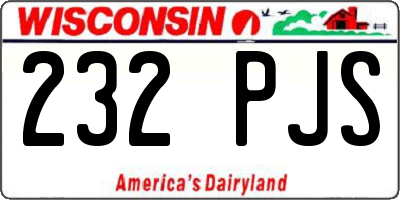 WI license plate 232PJS