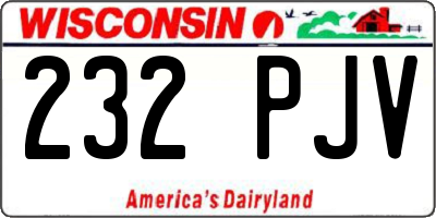 WI license plate 232PJV