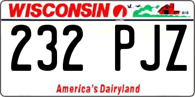 WI license plate 232PJZ