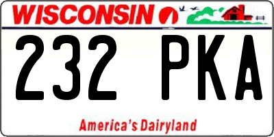 WI license plate 232PKA