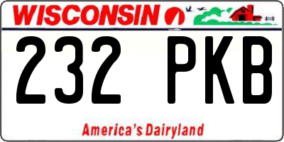 WI license plate 232PKB