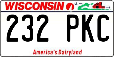 WI license plate 232PKC