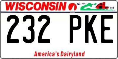 WI license plate 232PKE