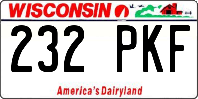 WI license plate 232PKF
