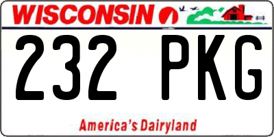 WI license plate 232PKG