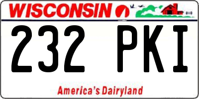 WI license plate 232PKI