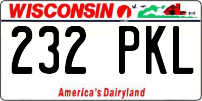WI license plate 232PKL