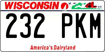 WI license plate 232PKM