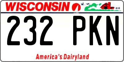 WI license plate 232PKN