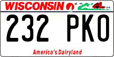 WI license plate 232PKO