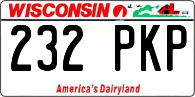 WI license plate 232PKP