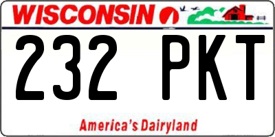 WI license plate 232PKT