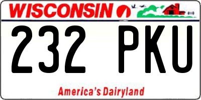 WI license plate 232PKU