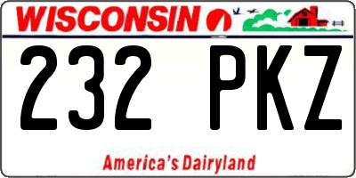 WI license plate 232PKZ