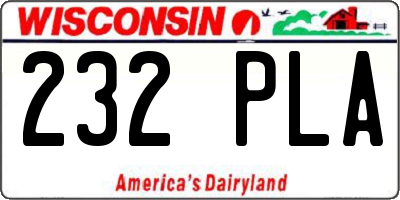 WI license plate 232PLA
