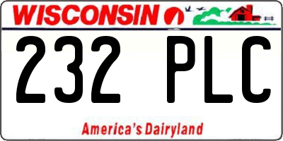 WI license plate 232PLC