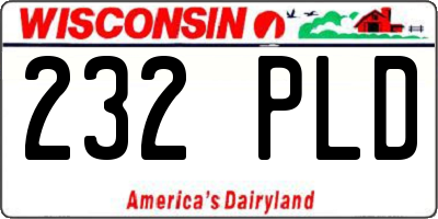 WI license plate 232PLD