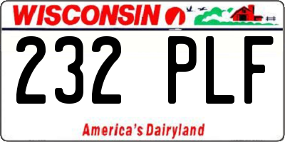 WI license plate 232PLF