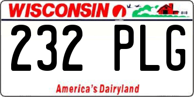 WI license plate 232PLG
