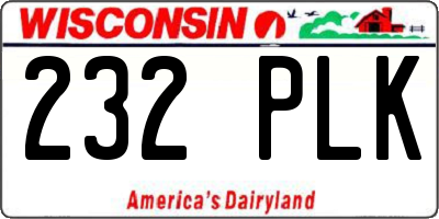 WI license plate 232PLK