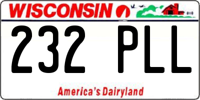 WI license plate 232PLL
