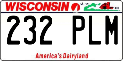 WI license plate 232PLM