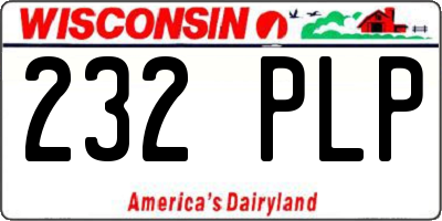 WI license plate 232PLP
