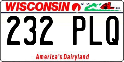 WI license plate 232PLQ