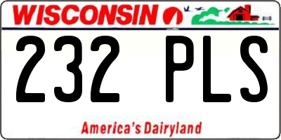 WI license plate 232PLS