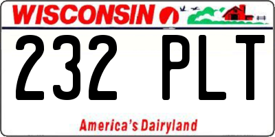 WI license plate 232PLT