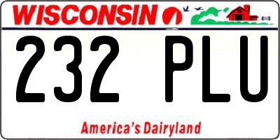 WI license plate 232PLU