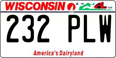 WI license plate 232PLW