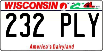 WI license plate 232PLY