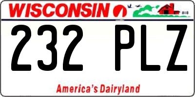 WI license plate 232PLZ