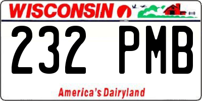WI license plate 232PMB